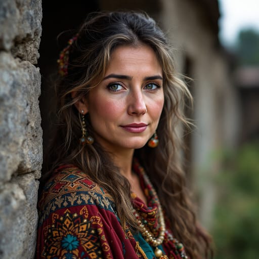 Albanians, rendered by FLUX 1.1 Pro from the shared prompt, AI-generated adult subject