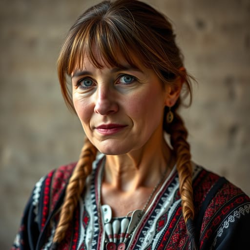 Albanians, rendered by FLUX.1 schnell from the shared prompt, AI-generated adult subject