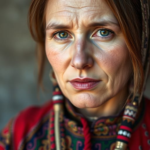 Albanians, rendered by FLUX.1 schnell from the shared prompt, AI-generated adult subject