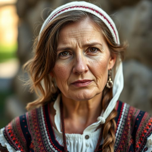 Albanians, rendered by FLUX.1 schnell from the shared prompt, AI-generated adult subject