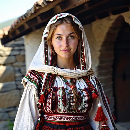 Albanians, rendered by Stable Diffusion 3.5 Large from the shared prompt, AI-generated adult subject