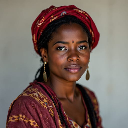 Amhara, rendered by FLUX 1.1 Pro from the shared prompt, AI-generated adult subject