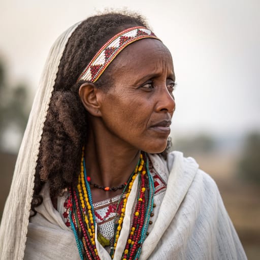Amhara, rendered by Recraft V3 from the shared prompt, AI-generated adult subject