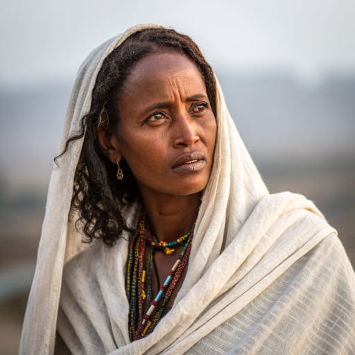 Amhara, rendered by Recraft V3 from the shared prompt, AI-generated adult subject