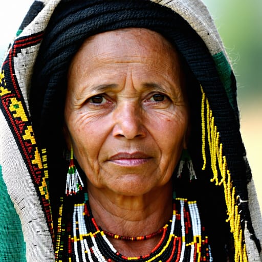 Amhara, rendered by Stable Diffusion 3.5 Large from the shared prompt, AI-generated adult subject