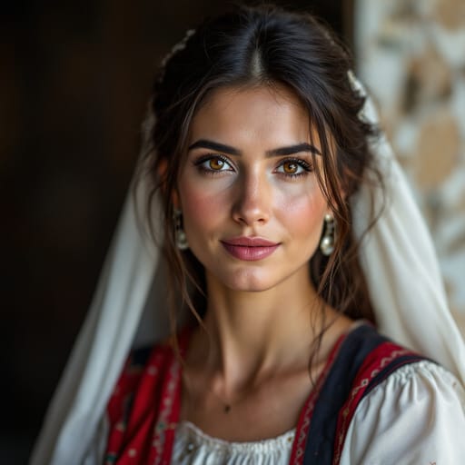Aromanians, rendered by FLUX 1.1 Pro from the shared prompt, AI-generated adult subject