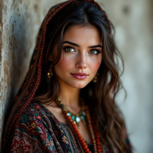 Aromanians, rendered by FLUX 1.1 Pro from the shared prompt, AI-generated adult subject