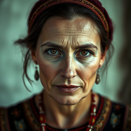Aromanians, rendered by FLUX.1 schnell from the shared prompt, AI-generated adult subject