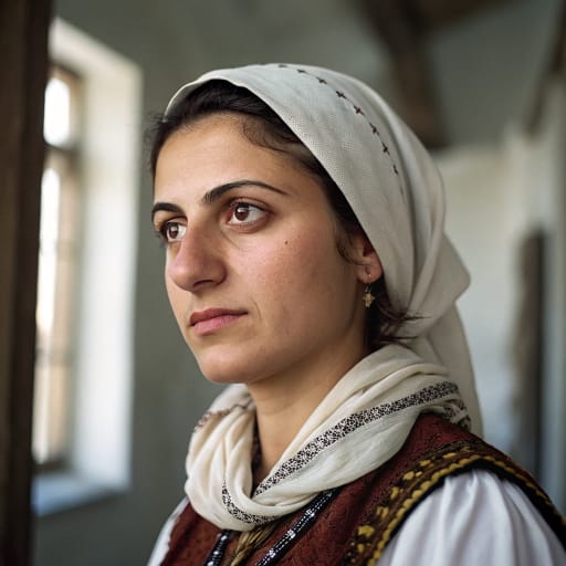Aromanians, rendered by Recraft V3 from the shared prompt, AI-generated adult subject