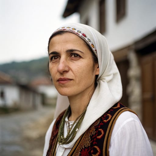Aromanians, rendered by Recraft V3 from the shared prompt, AI-generated adult subject