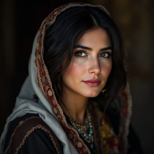 Azerbaijanis, rendered by FLUX 1.1 Pro from the shared prompt, AI-generated adult subject
