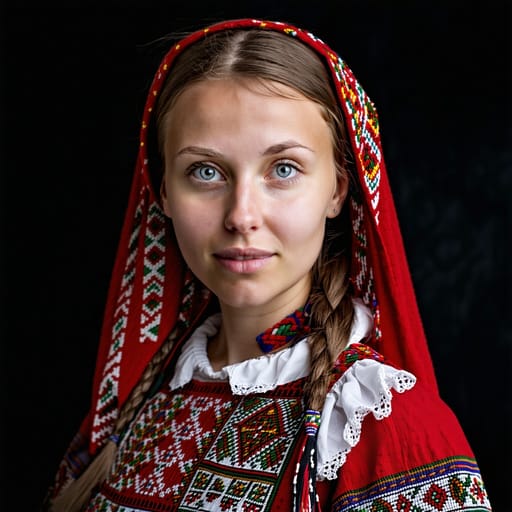 Belarusians, rendered by Stable Diffusion 3.5 Large from the shared prompt, AI-generated adult subject