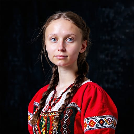 Belarusians, rendered by Stable Diffusion 3.5 Large from the shared prompt, AI-generated adult subject