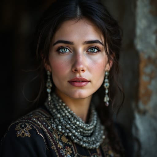 Circassians, rendered by FLUX 1.1 Pro from the shared prompt, AI-generated adult subject