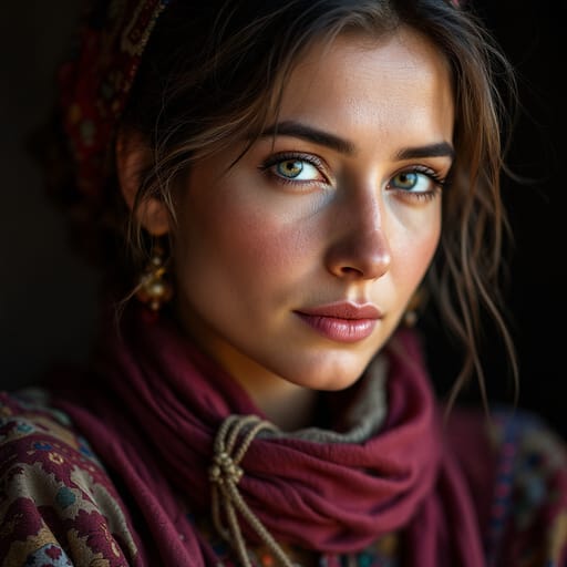 Circassians, rendered by FLUX 1.1 Pro from the shared prompt, AI-generated adult subject