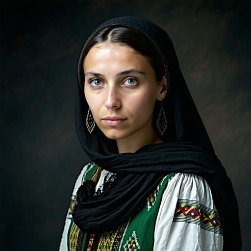 Circassians, rendered by Stable Diffusion 3.5 Large from the shared prompt, AI-generated adult subject