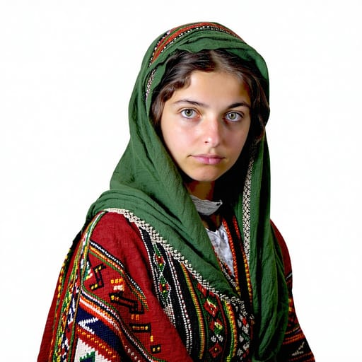 Circassians, rendered by Stable Diffusion 3.5 Large from the shared prompt, AI-generated adult subject