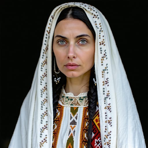 Circassians, rendered by Stable Diffusion 3.5 Large from the shared prompt, AI-generated adult subject