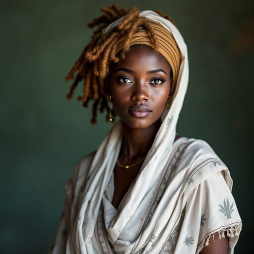 Fula, rendered by FLUX 1.1 Pro from the shared prompt, AI-generated adult subject