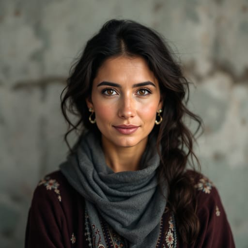 Georgians, rendered by FLUX 1.1 Pro from the shared prompt, AI-generated adult subject