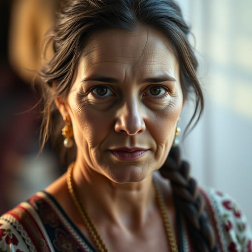 Georgians, rendered by FLUX.1 schnell from the shared prompt, AI-generated adult subject