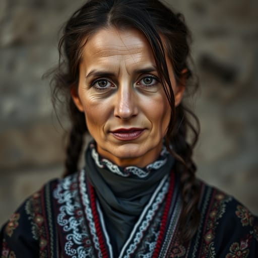 Georgians, rendered by FLUX.1 schnell from the shared prompt, AI-generated adult subject