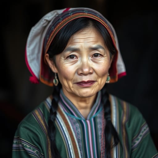 Hmong, rendered by FLUX.1 schnell from the shared prompt, AI-generated adult subject