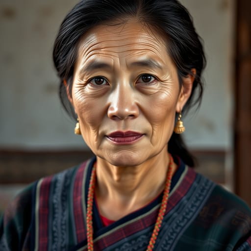 Hmong, rendered by FLUX.1 schnell from the shared prompt, AI-generated adult subject