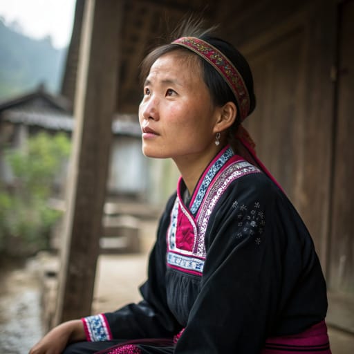 Hmong, rendered by Recraft V3 from the shared prompt, AI-generated adult subject