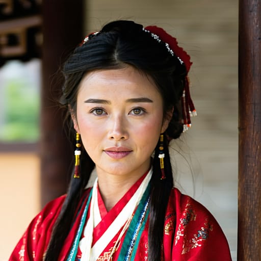 Hmong, rendered by Stable Diffusion 3.5 Large from the shared prompt, AI-generated adult subject