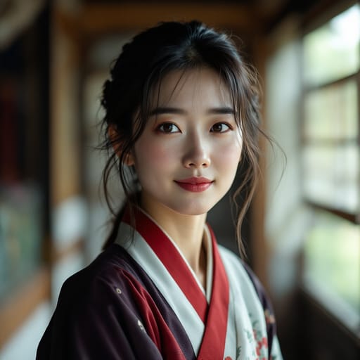 Japanese, rendered by FLUX 1.1 Pro from the shared prompt, AI-generated adult subject