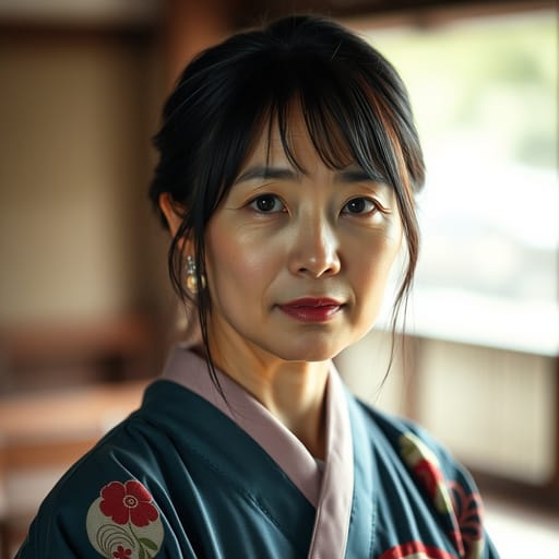 Japanese, rendered by FLUX.1 schnell from the shared prompt, AI-generated adult subject