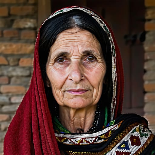 Kashmiris, rendered by Stable Diffusion 3.5 Large from the shared prompt, AI-generated adult subject