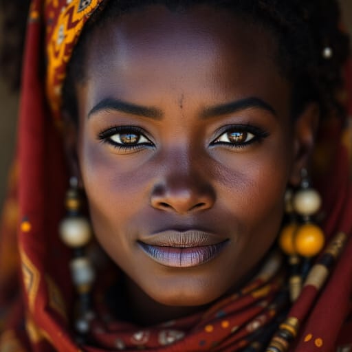 Maasai, rendered by FLUX 1.1 Pro from the shared prompt, AI-generated adult subject