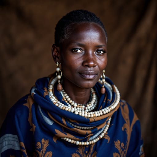 Maasai, rendered by FLUX 1.1 Pro from the shared prompt, AI-generated adult subject