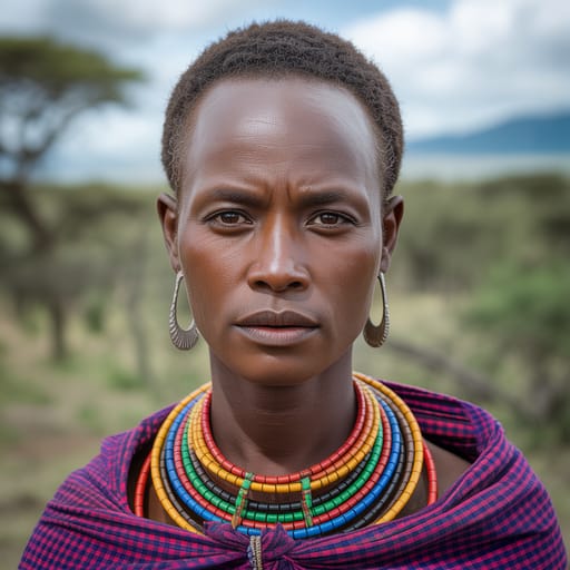 Maasai, rendered by Ideogram 3.0 Turbo from the shared prompt, AI-generated adult subject