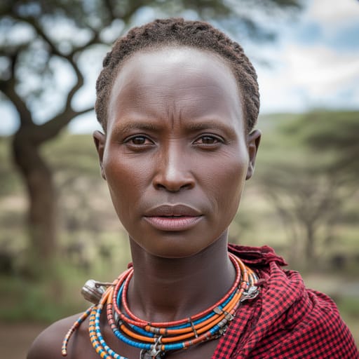 Maasai, rendered by Ideogram 3.0 Turbo from the shared prompt, AI-generated adult subject
