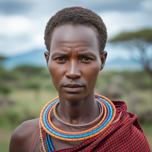 Maasai, rendered by Ideogram 3.0 Turbo from the shared prompt, AI-generated adult subject