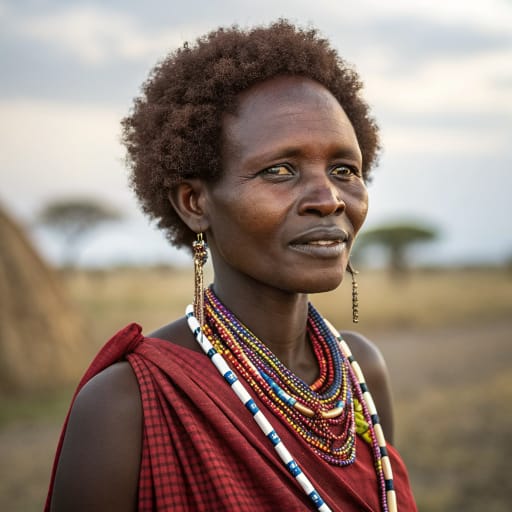 Maasai, rendered by Recraft V3 from the shared prompt, AI-generated adult subject