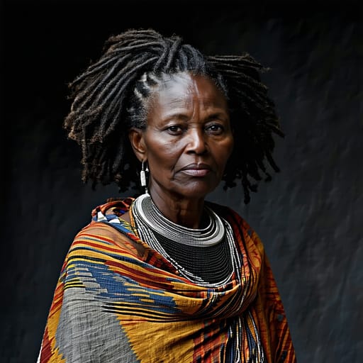 Mandinka, rendered by Stable Diffusion 3.5 Large from the shared prompt, AI-generated adult subject