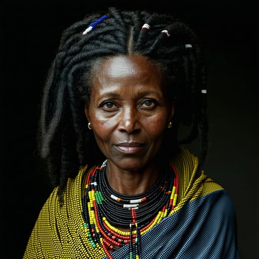 Mandinka, rendered by Stable Diffusion 3.5 Large from the shared prompt, AI-generated adult subject
