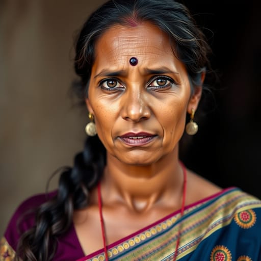 Marathi, rendered by FLUX.1 schnell from the shared prompt, AI-generated adult subject