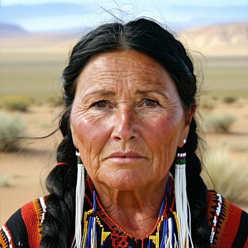 Navajo, rendered by Stable Diffusion 3.5 Large from the shared prompt, AI-generated adult subject
