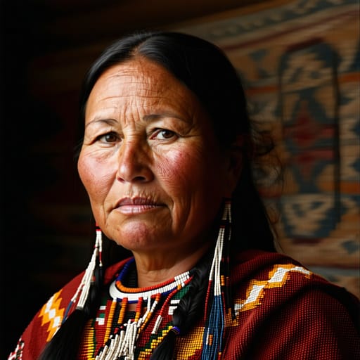 Navajo, rendered by Stable Diffusion 3.5 Large from the shared prompt, AI-generated adult subject