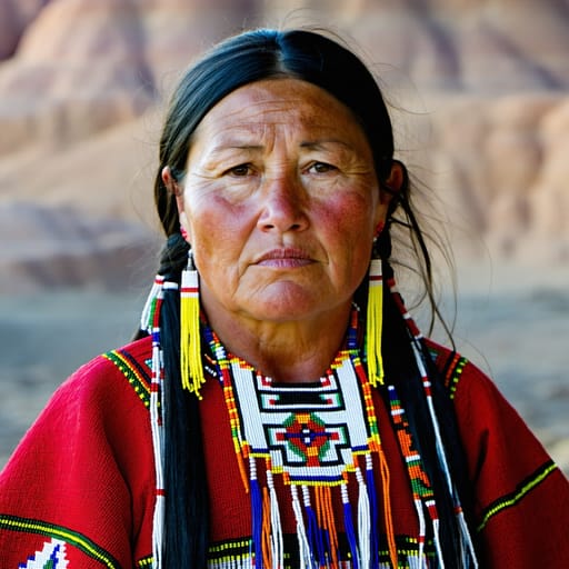 Navajo, rendered by Stable Diffusion 3.5 Large from the shared prompt, AI-generated adult subject