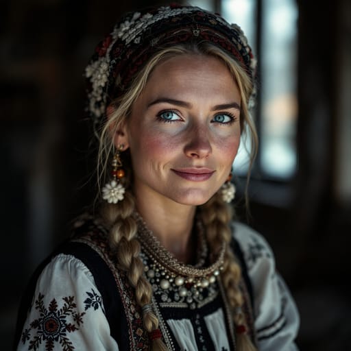 Norwegians, rendered by FLUX 1.1 Pro from the shared prompt, AI-generated adult subject