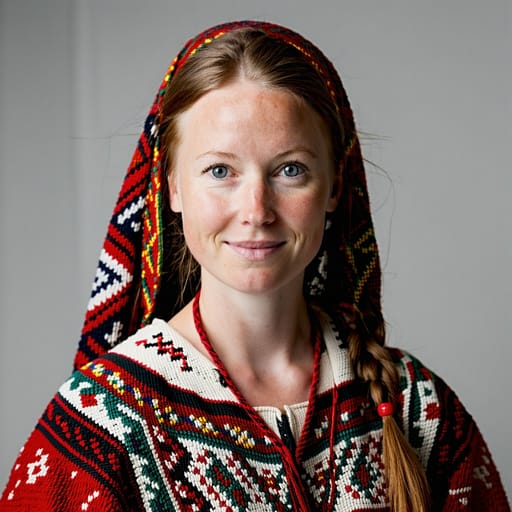 Norwegians, rendered by Stable Diffusion 3.5 Large from the shared prompt, AI-generated adult subject