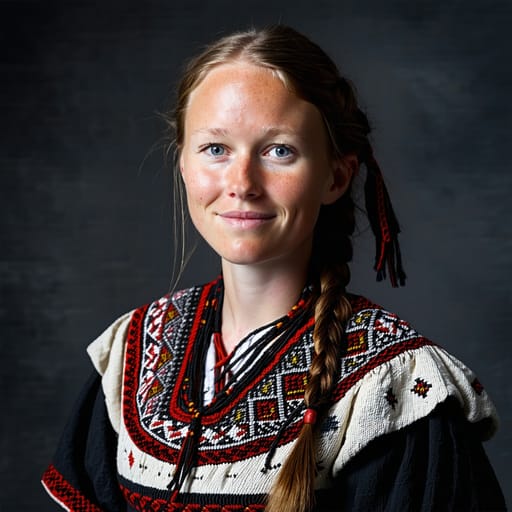 Norwegians, rendered by Stable Diffusion 3.5 Large from the shared prompt, AI-generated adult subject