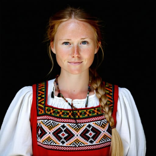 Norwegians, rendered by Stable Diffusion 3.5 Large from the shared prompt, AI-generated adult subject