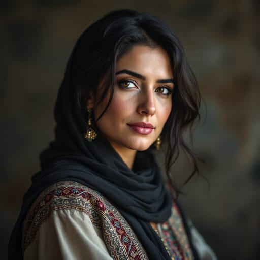 Persians, rendered by FLUX 1.1 Pro from the shared prompt, AI-generated adult subject